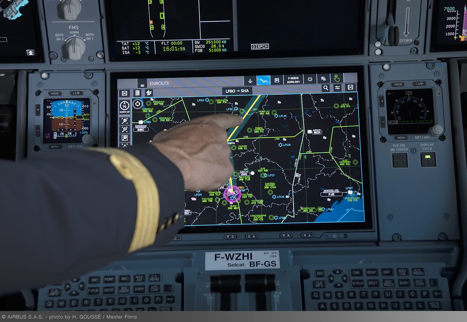 Écran de navigation de l'A350 XWB, Airbus