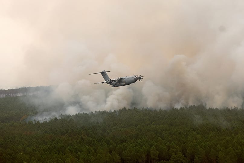 Panache de fumée lors d'une intervention de l'A400M en France